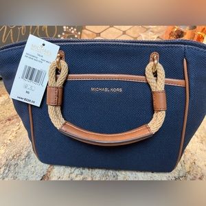 NWT: Michael Michael Kors Talia Small Cotton Canvas Tote Bag